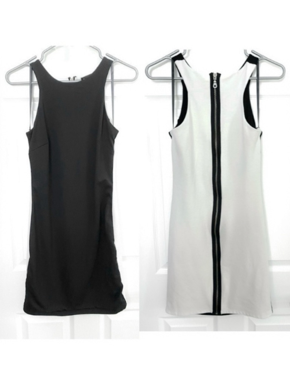 Black and White Racerback Bodycon Dress in Thick Stretchy Fabric - Picture 1 of 4